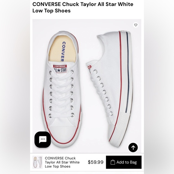 Converse All Star Chuck Taylor White Low - Women’s Size 8.5 | Men’s Size 6.5 - Picture 1 of 6